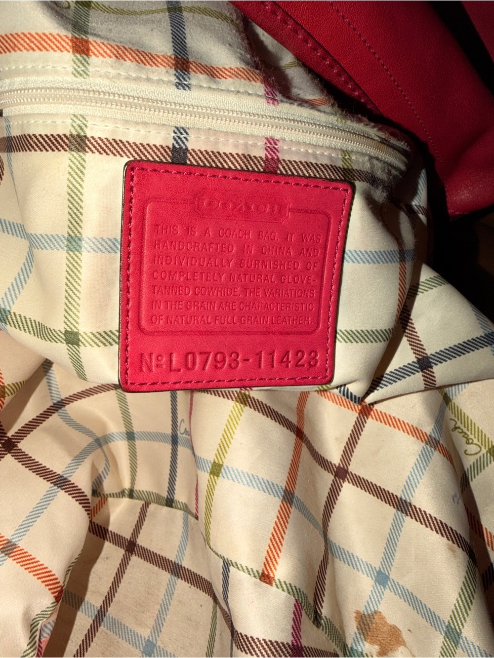 Vintage Y2K Coach #11423 Bleecker Tattersall Large Hot Pink Bucket Bag with - Picture 10 of 16